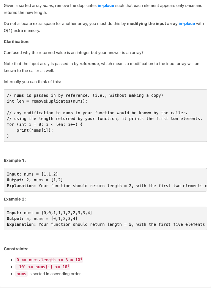 Remove Duplicates from Sorted Array)